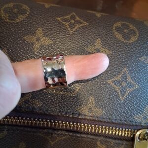 Elegant Silver Looking Hammered Ring